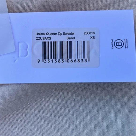 BOODY Unisex Quarter Zip Sweater XS cream/“sand” bamboo viscose organic cotton - Picture 3 of 10